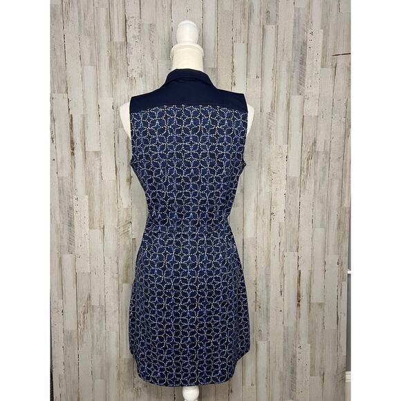 Talbots Petites Sleeveless Geometric Blue Knee-Length Dress‎ Size Medium - Picture 4 of 6